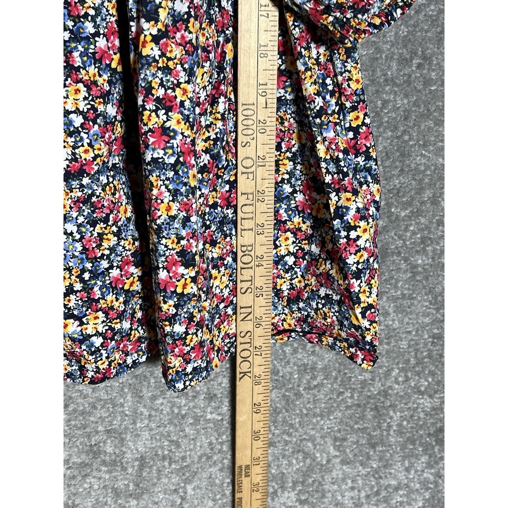 Old Navy Ditsy Floral Top Womens Size 3X Red Blue Yellow Short Puff Sleeve BOHO - Picture 9 of 9
